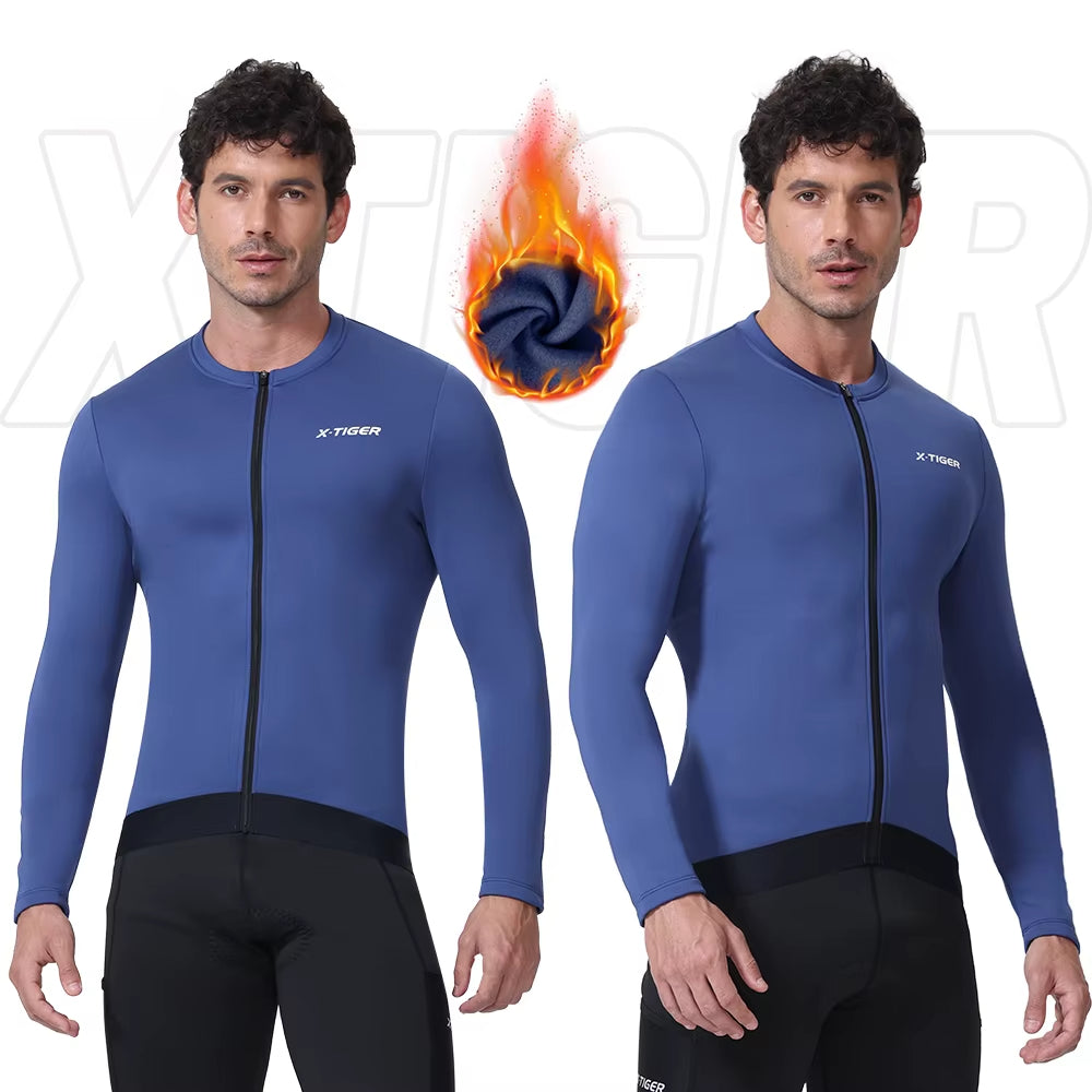 Maillot Thermique Long Cyclisme Noir - ThermoPro+