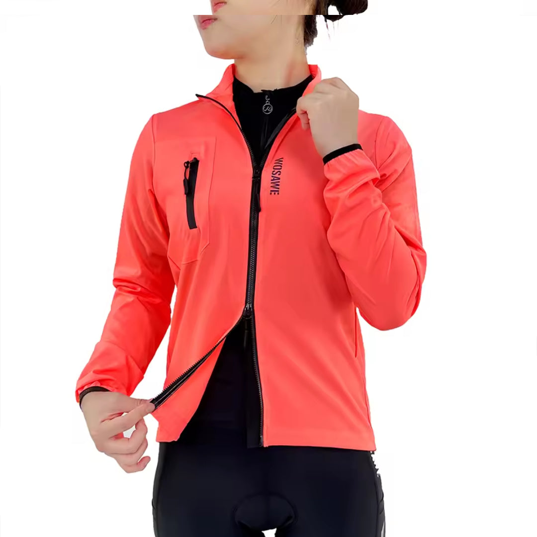 Veste Coupe-Vent Imperméable Cyclisme Femme Orange Fluo- ProVent+