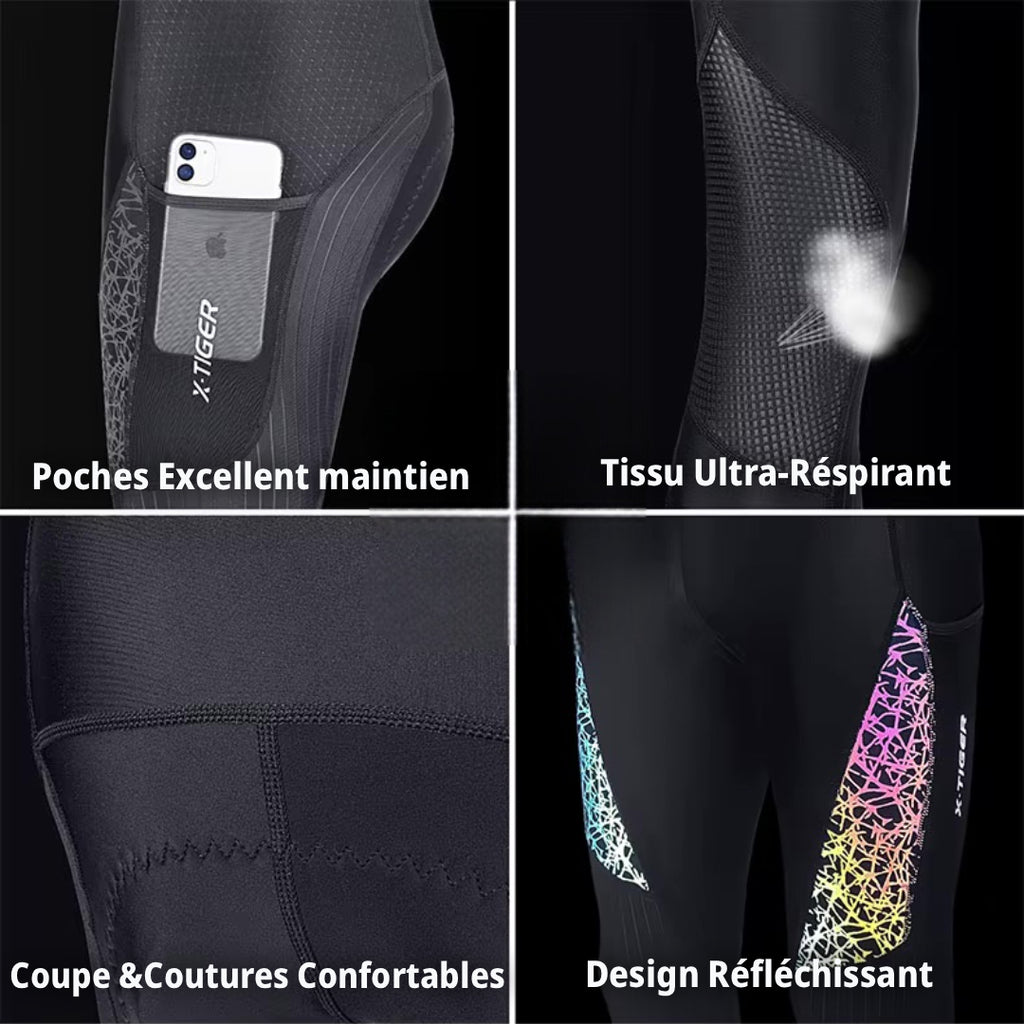 Cuissard Long Printemps/Automne Cyclisme Femme Noir Réfléchissant - ProConfort+