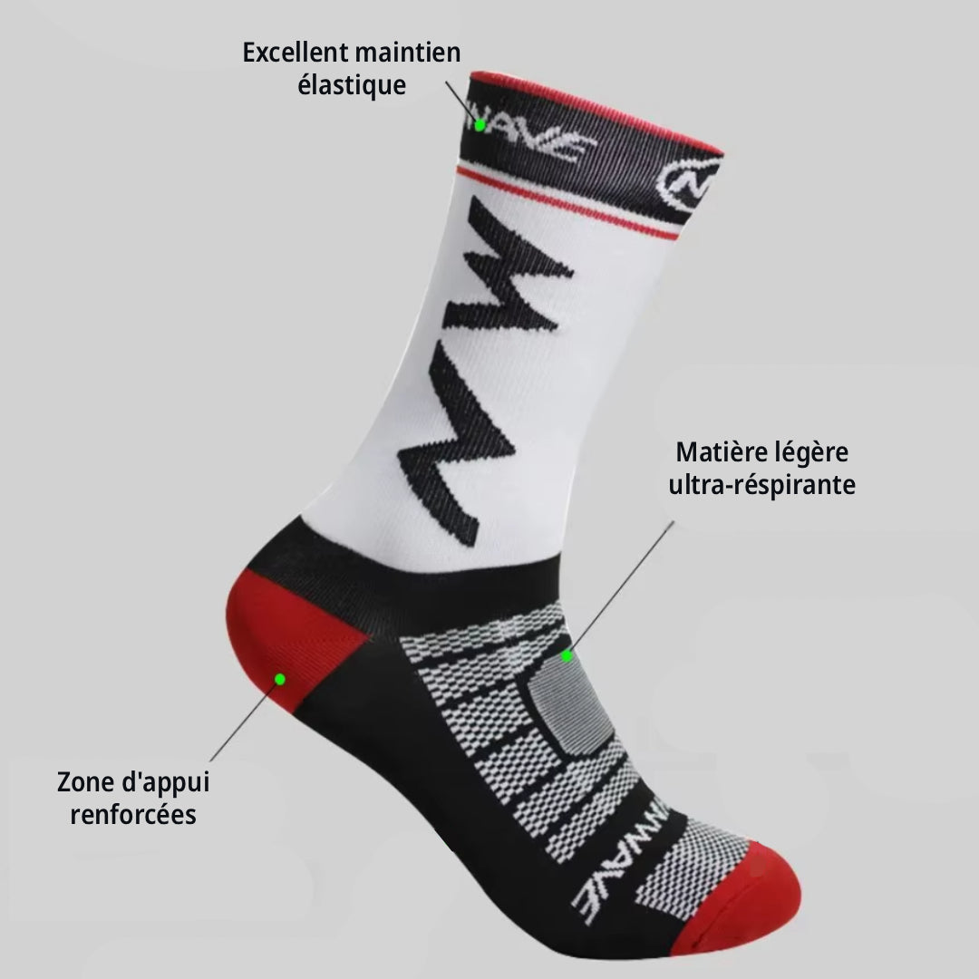 Chaussettes Cyclisme Douces Montantes Blanc - Confort+