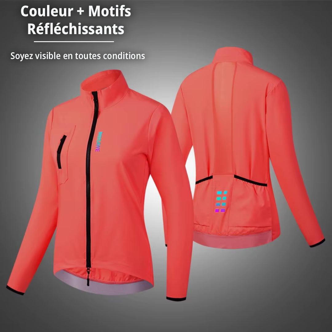 Veste Coupe-Vent Imperméable Cyclisme Femme Orange Fluo- ProVent+