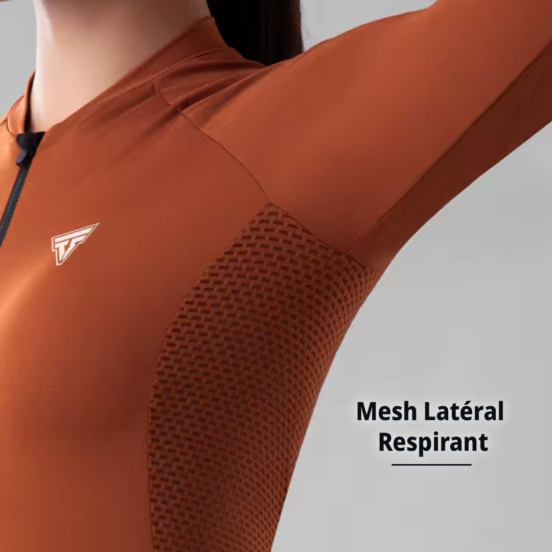 Maillot Long Léger Cyclisme Femme Marron - ProRace+