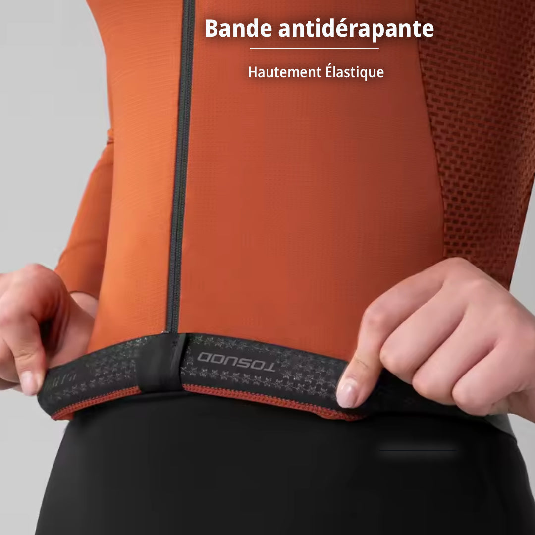 Maillot Long Léger Cyclisme Femme Marron - ProRace+
