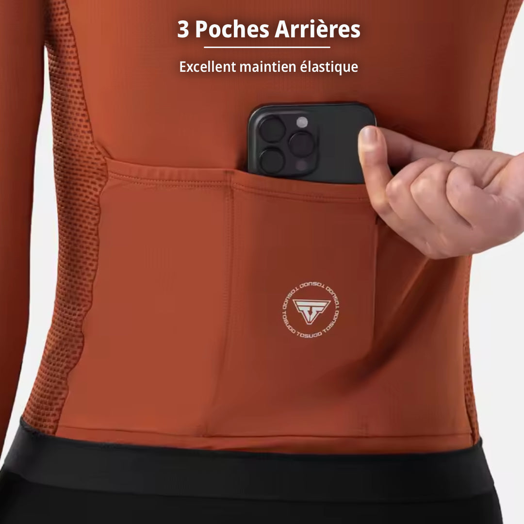 Maillot Long Léger Cyclisme Femme Marron - ProRace+