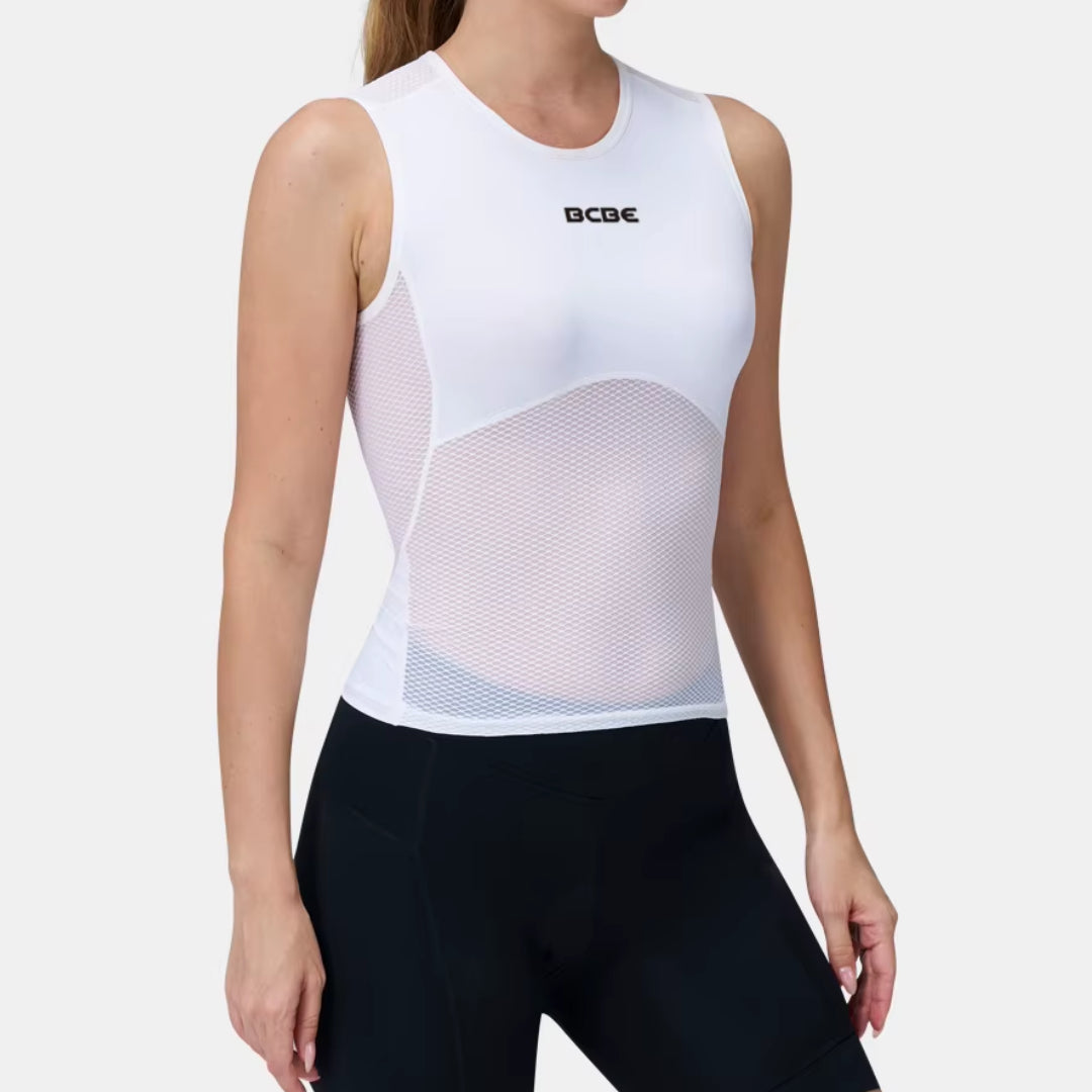 Women's White Sleeveless Technical Base Layer - ProRace+