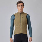 Men's Cycling Sleeveless Thermal Vest Beige - ThermoPro+
