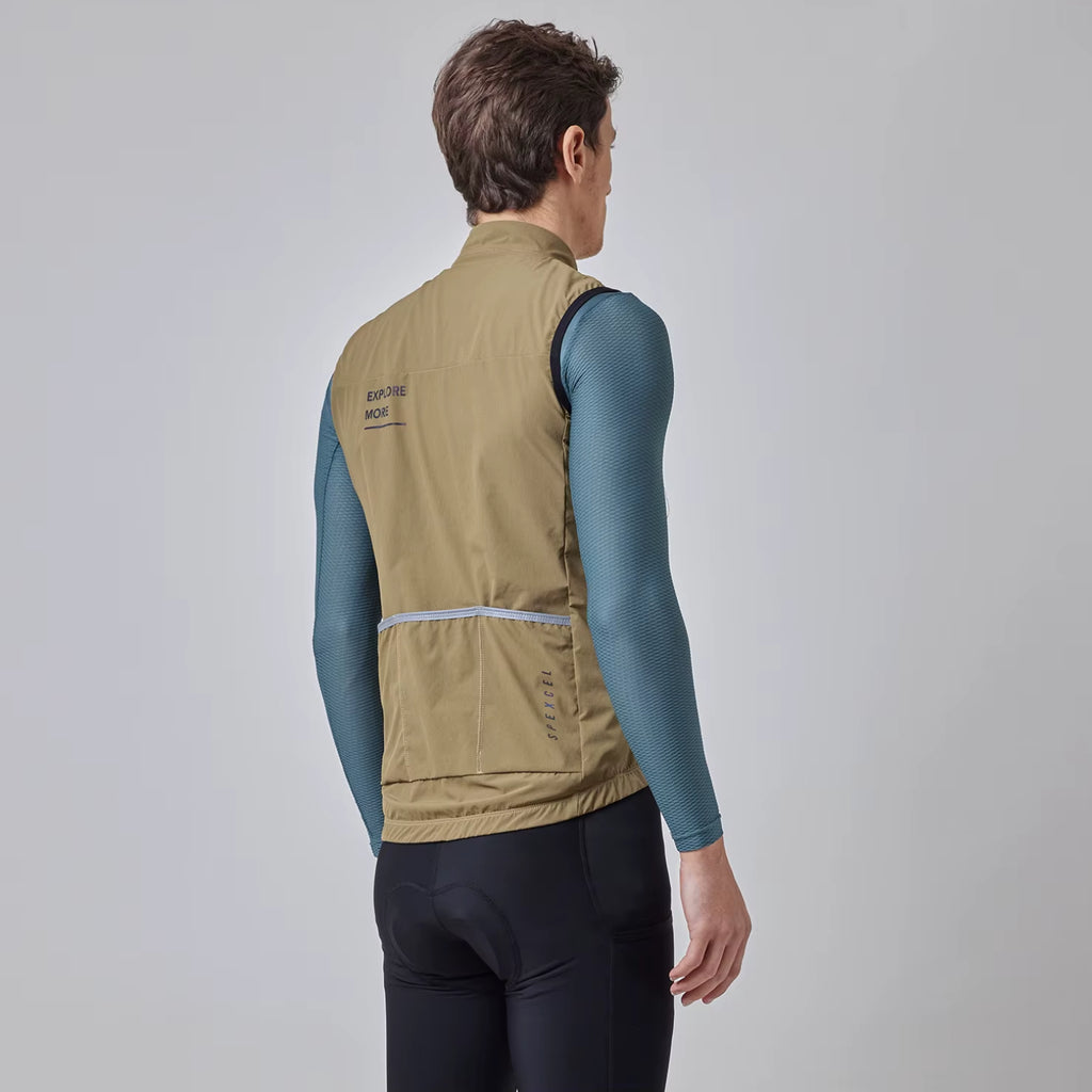 Men's Cycling Sleeveless Thermal Vest Beige - ThermoPro+