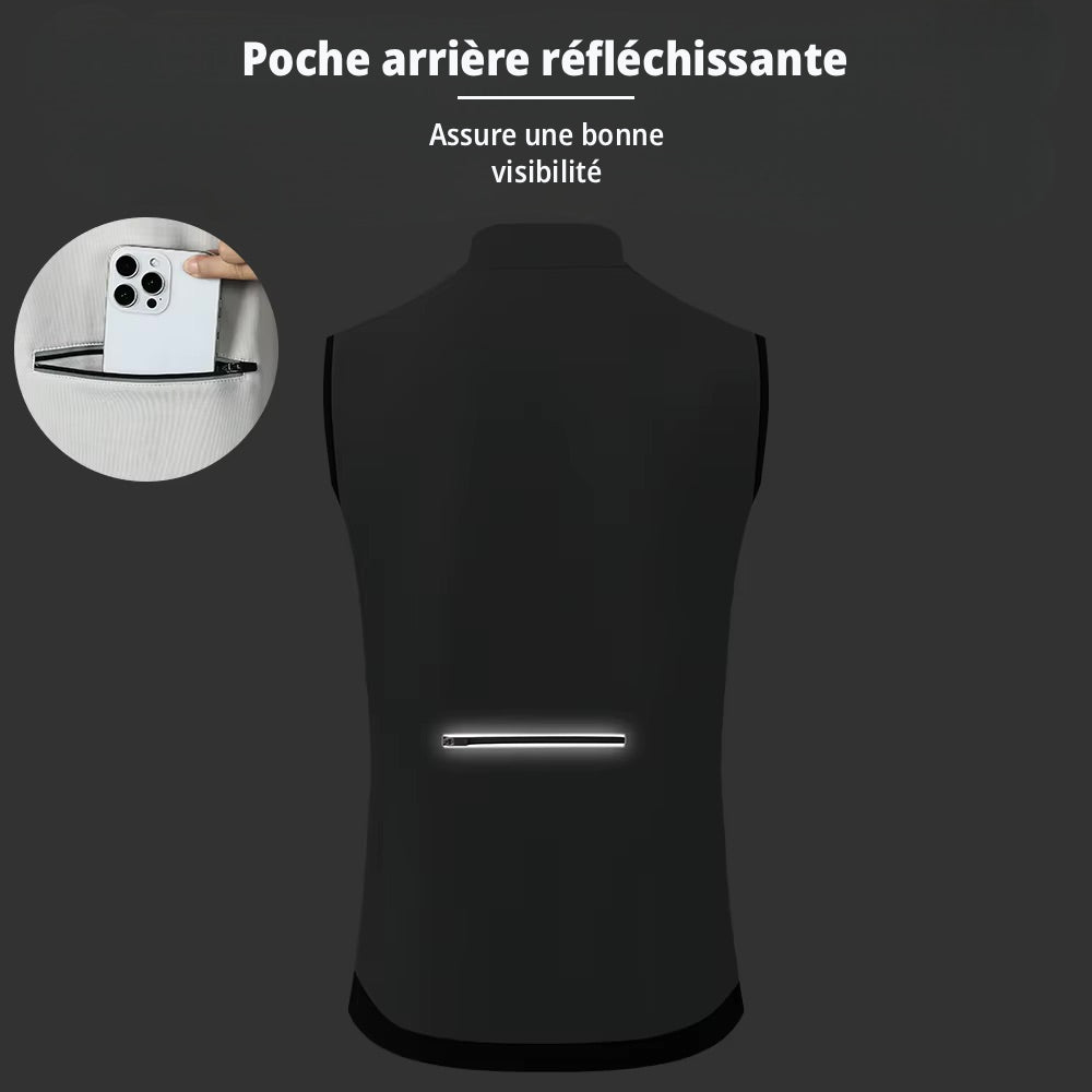 Gilet Thermique Sans Manche Poche Zip Cyclisme Noir - ThermoPro