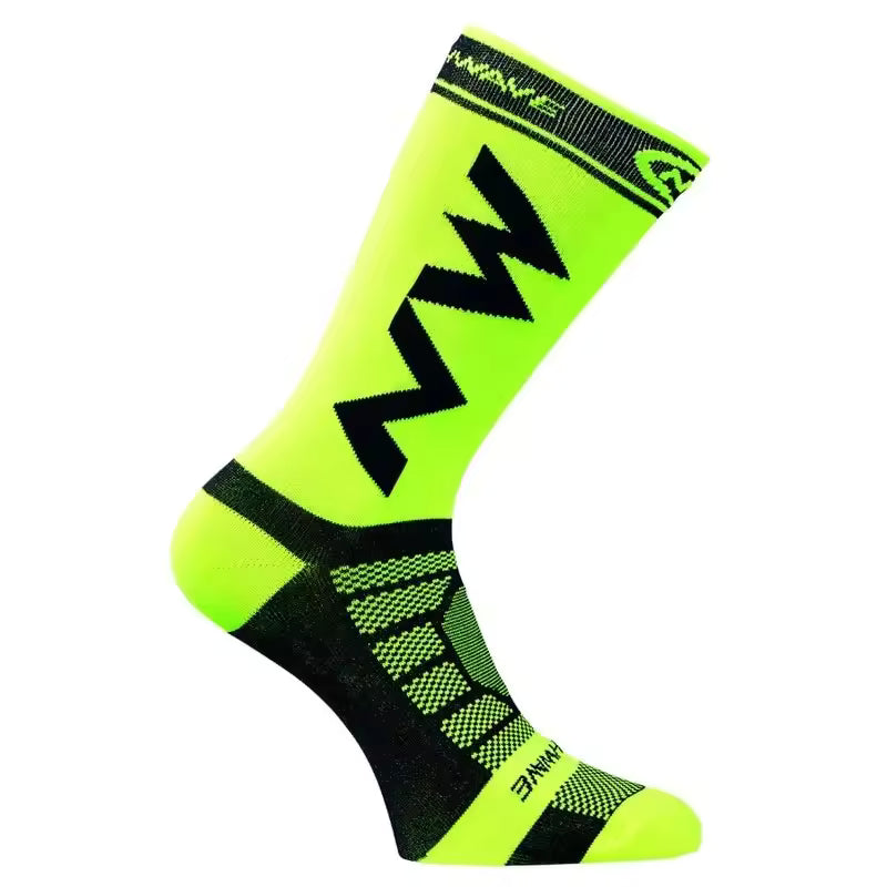 Chaussettes Cyclisme Douces Montantes Jaune Fluo - Confort+