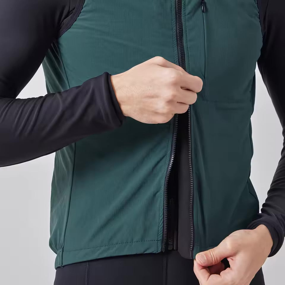 Men's Cycling Sleeveless Thermal Vest Beige - ThermoPro+