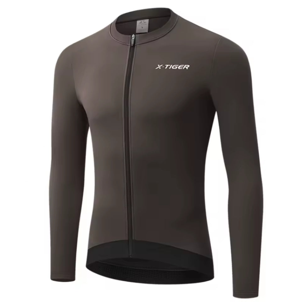 Maillot Thermique Long Cyclisme Marron - ThermoPro+