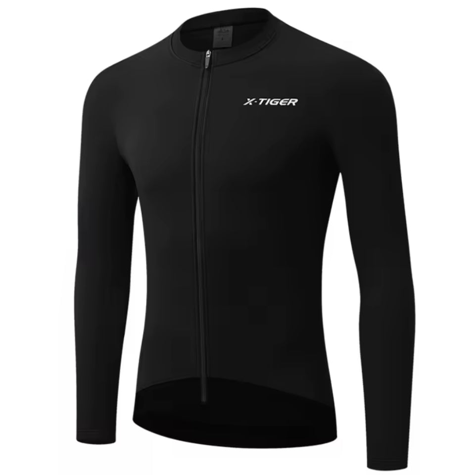 Maillot Thermique Long Cyclisme Noir - ThermoPro+