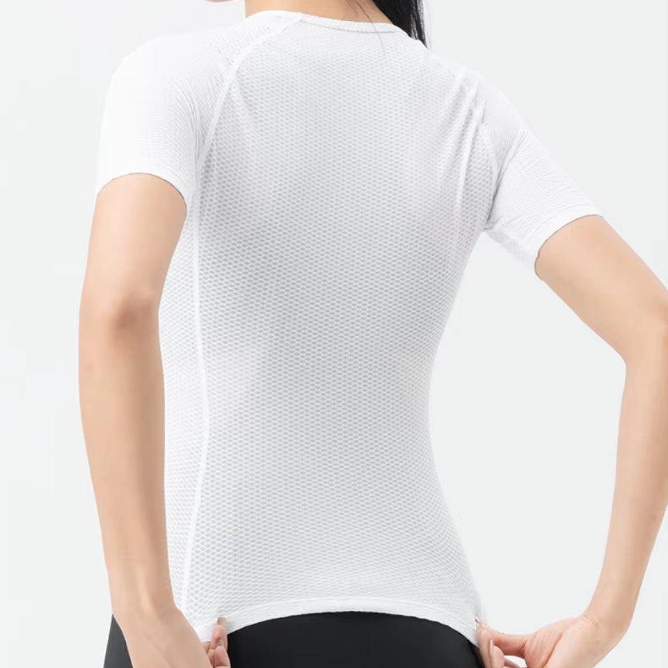 Women's Lightweight Short Sleeve Cycling Base Layer White - ProRace+