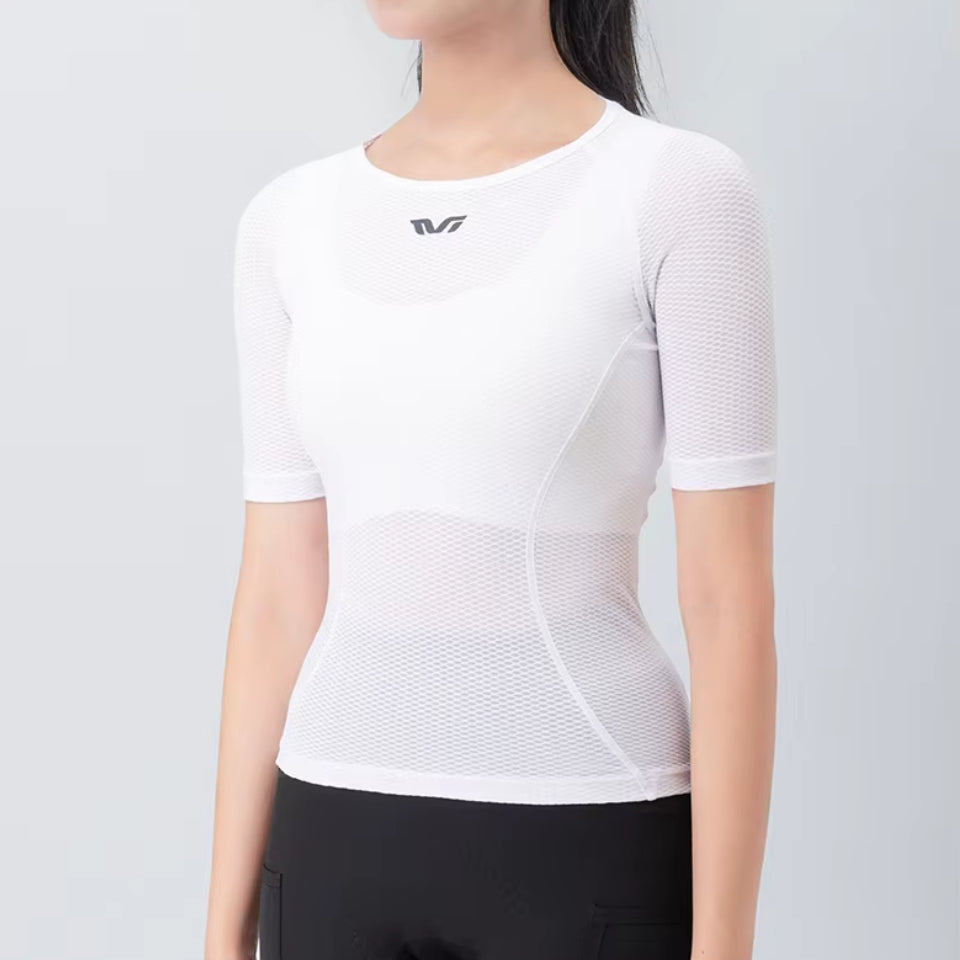 Women's Lightweight Short Sleeve Cycling Base Layer White - ProRace+